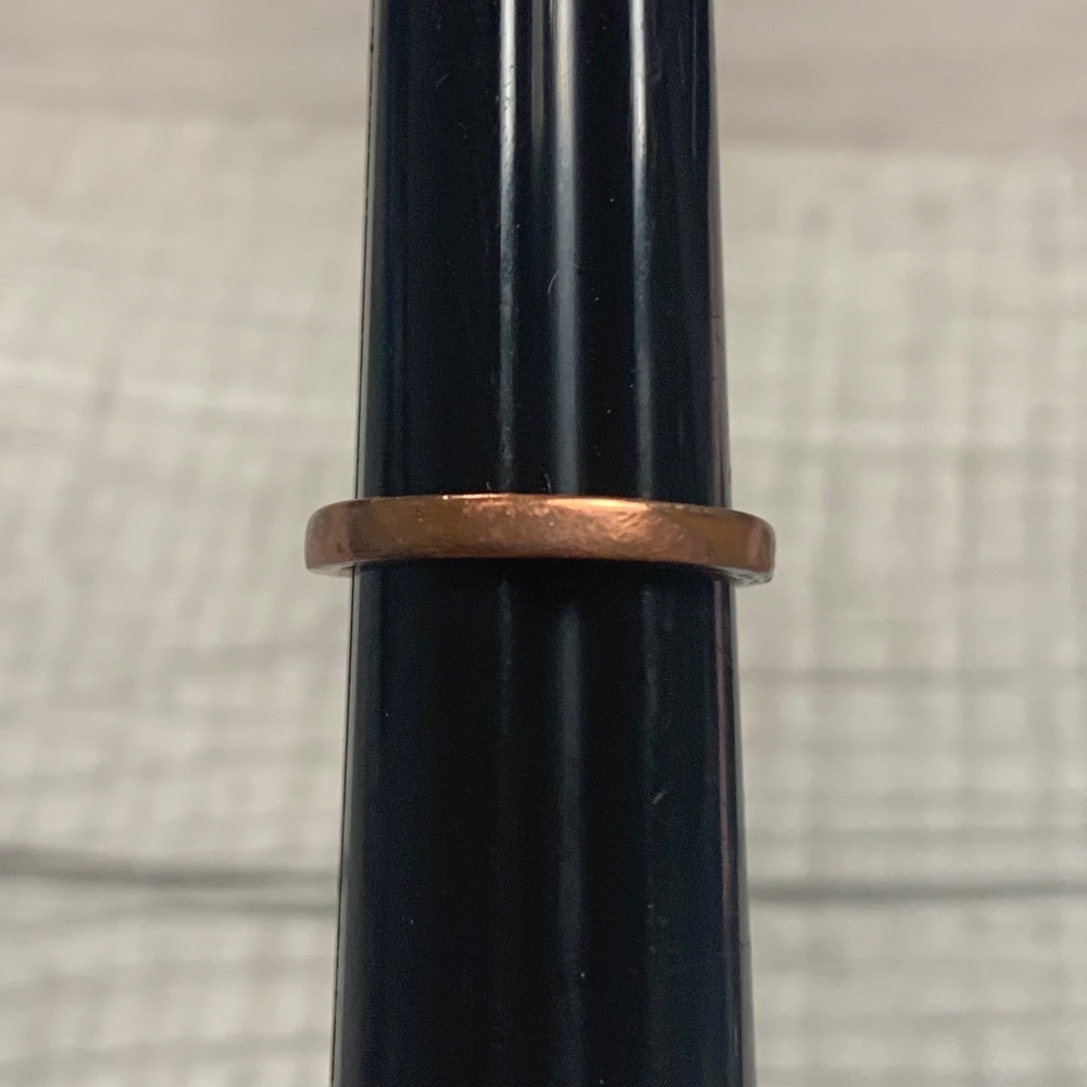 Minimalist Copper Band Ring Hammered Texture Stacking Ring Size 7.5
